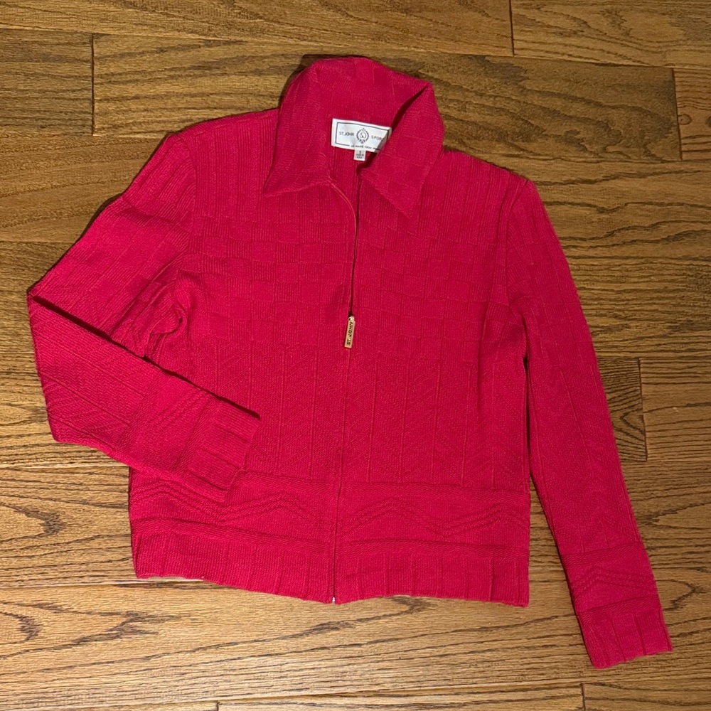 St. John Sport Fuchsia Zip-Up Sweater